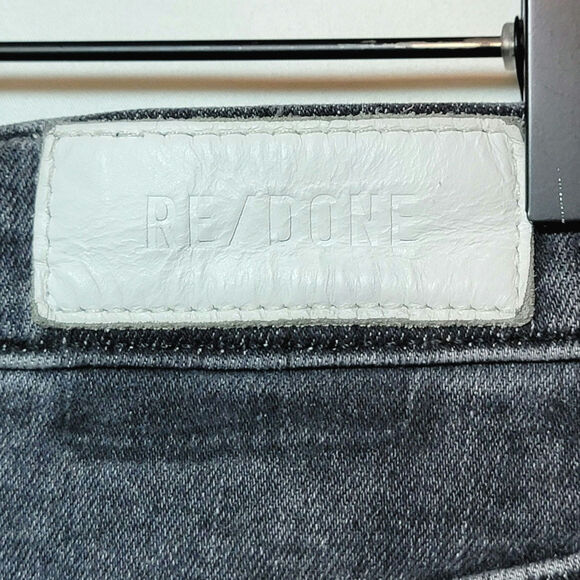 RE/DONE Originals 90s High Rise Ankle Crop Black Button Fly Straight Leg Slim 28 - Picture 13 of 16